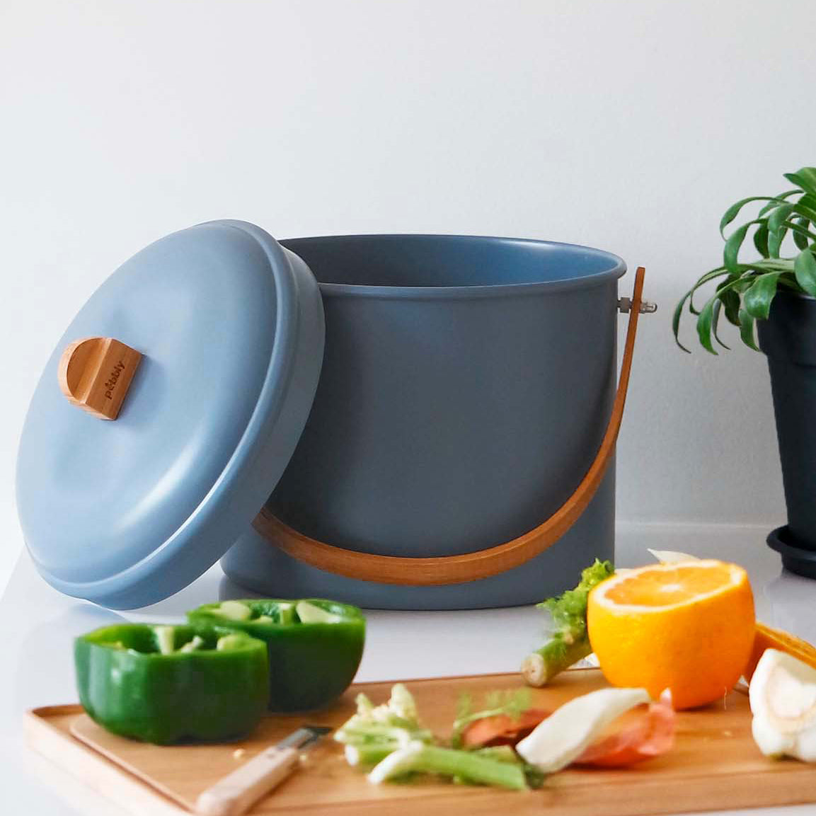Compost Bucket with Bamboo Handle
