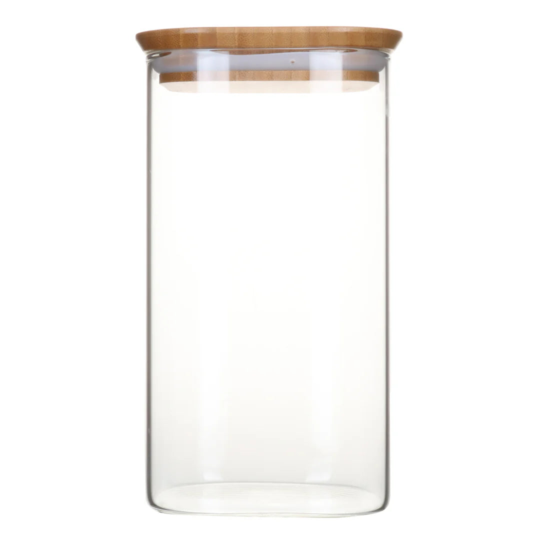 Pebbly Glass Storage Canisters with Bamboo Lid
