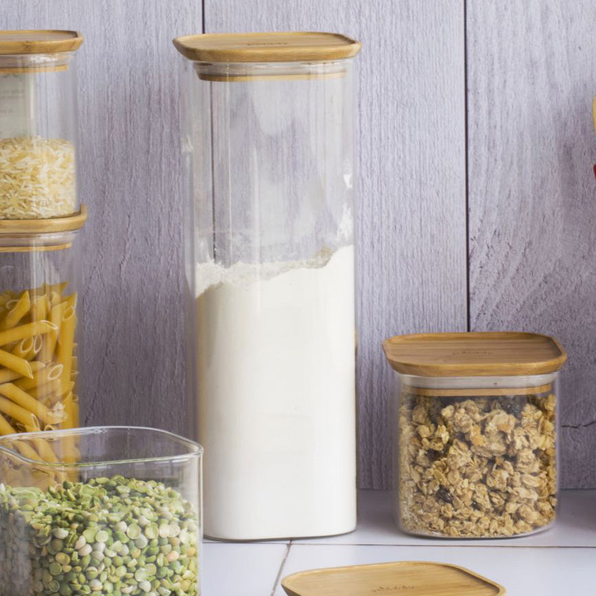 glass storage canister with bamboo lid 2200ml