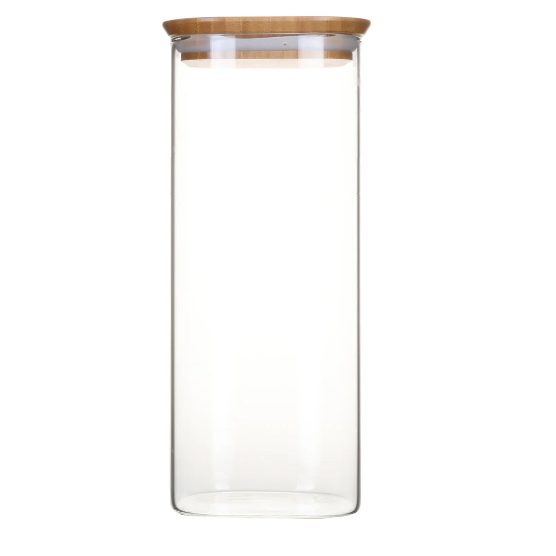 Pebbly Glass Storage Canisters with Bamboo Lid