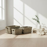 Rectangular Grey Rattan Pantry Baskets Set Of 3 - Not A Boring Box