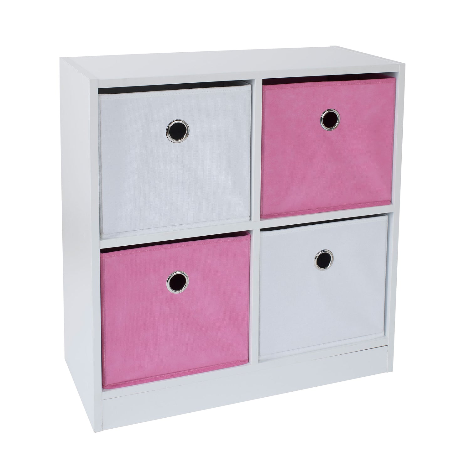 4 Cube Storage Unit With Baskets White And Pink