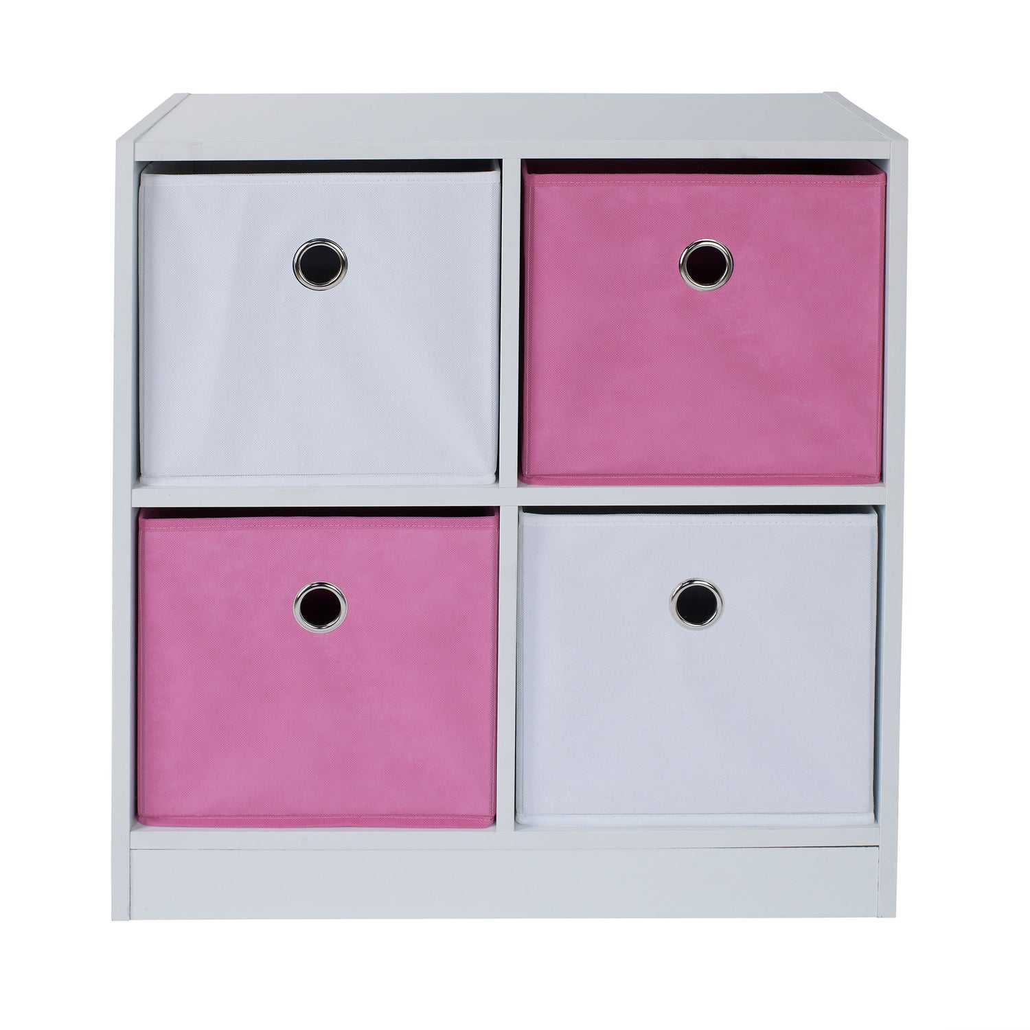 4 Cube Storage Unit With Baskets White And Pink