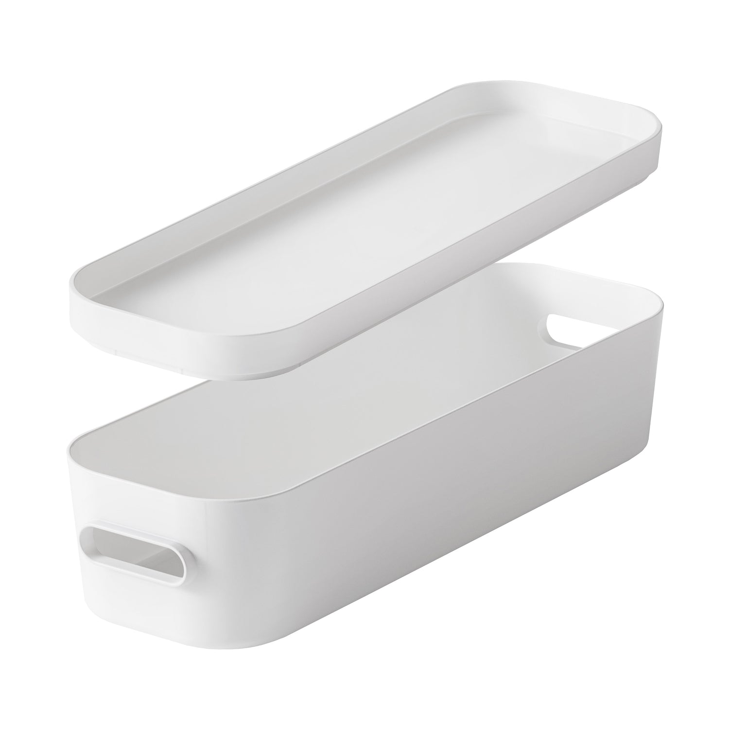 slim stacking lidded storage box white