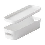 slim stacking lidded storage box white