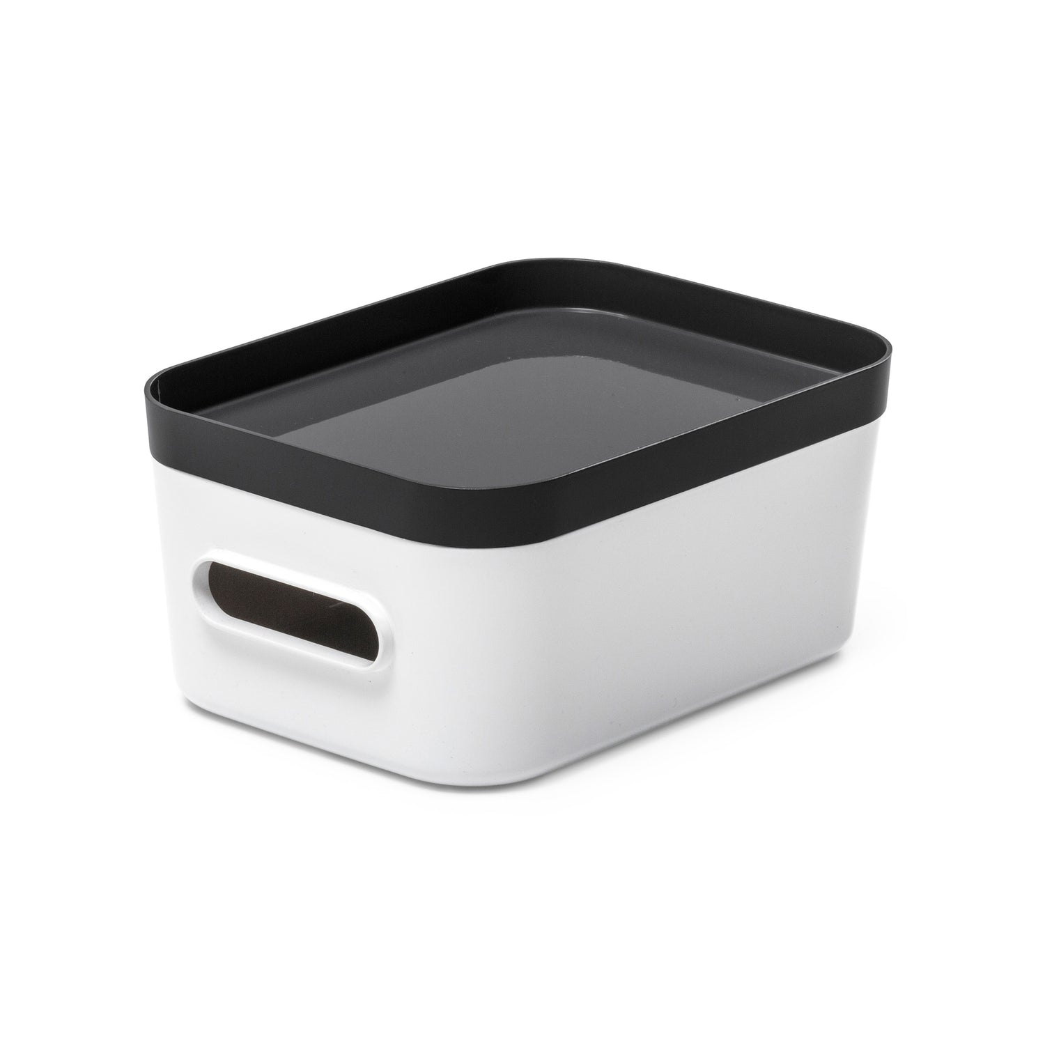 Small Stacking Lidded Storage Box White Grey