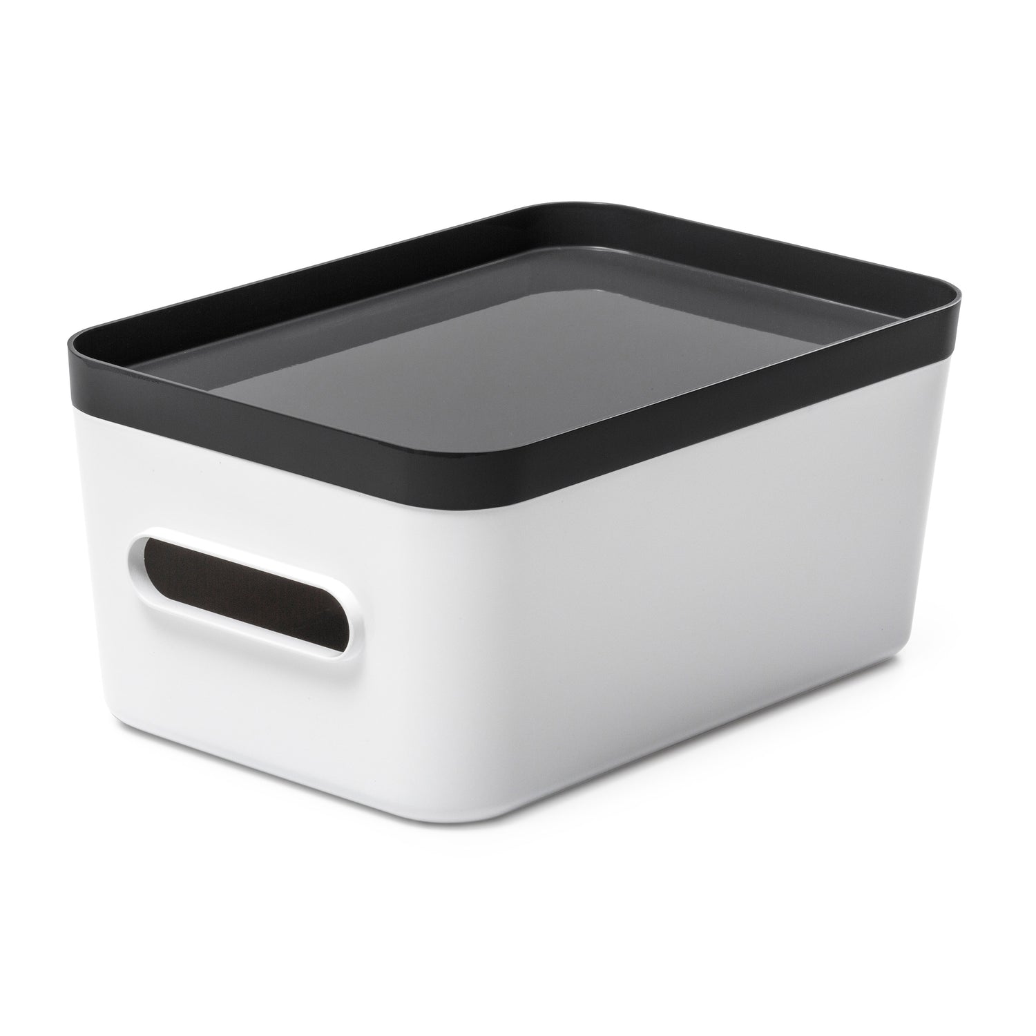 Medium Stacking Lidded Storage Box White Grey