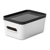 Medium Stacking Lidded Storage Box White Grey - Not A Boring Box