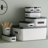 Large Stacking Lidded Storage Box White Grey