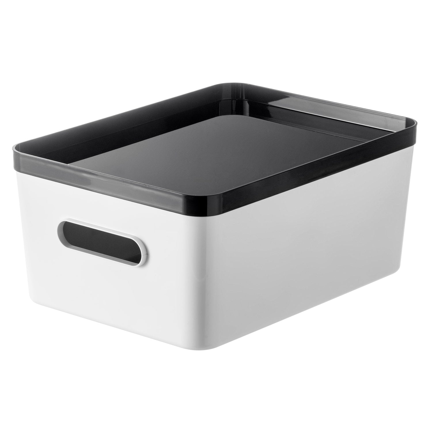 Large Stacking Lidded Storage Box White Grey
