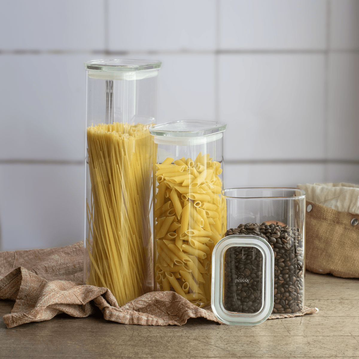 Rectangular Glass Storage Canisters with Airtight Lid