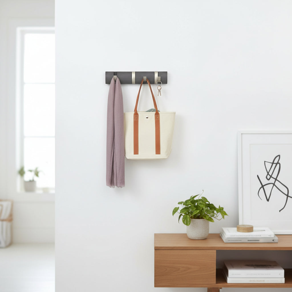 Flip Coat Hook Mini - Grey & Nickel