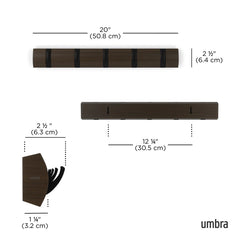 Flip 5 Coat Hook Walnut & Black - Not A Boring Box