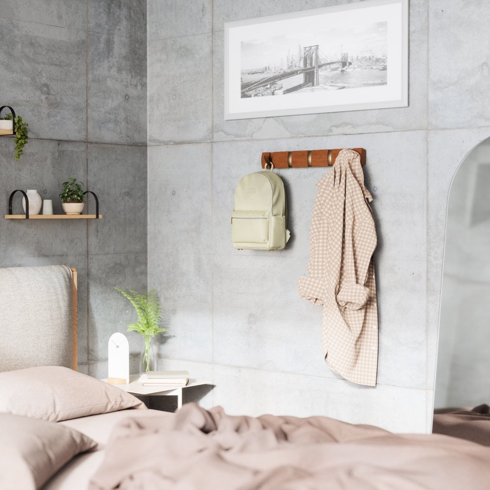 Flip 5 Coat Hook Walnut & Warm Gold