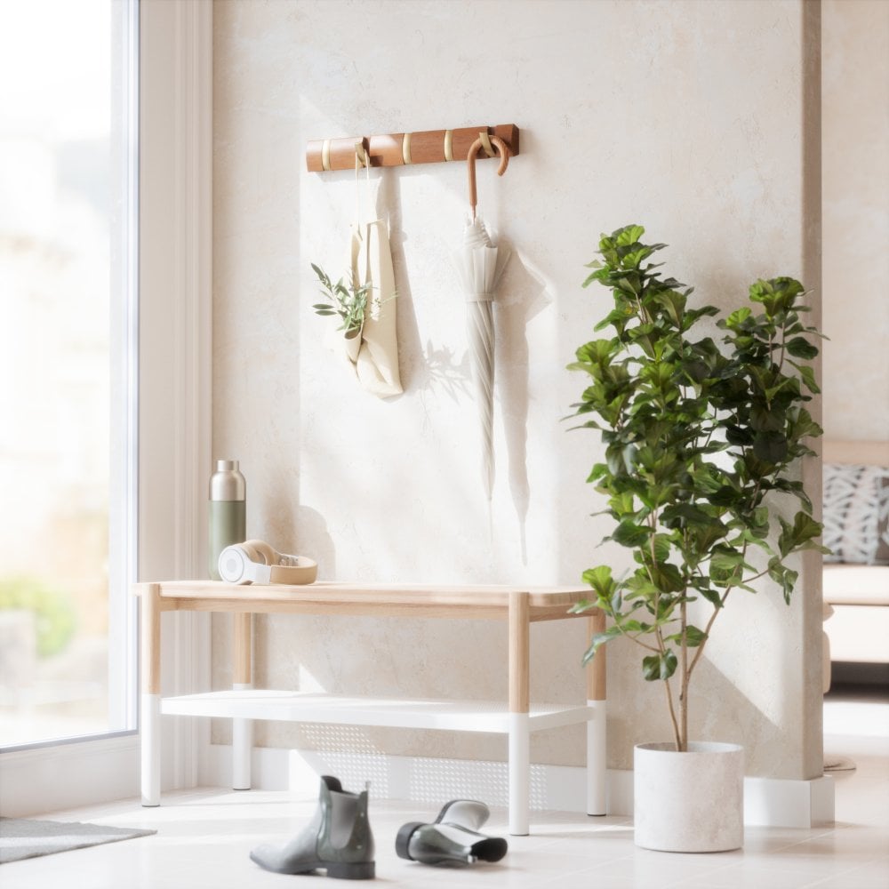 Flip 5 Coat Hook Walnut & Warm Gold